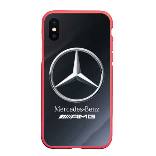 Чехол для iPhone XS Max матовый Mercedes Мерседес, цвет красный