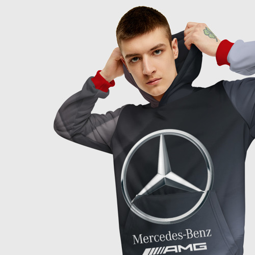 Мужская толстовка 3D Mercedes Мерседес, цвет красный - фото 5