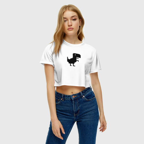 Женская футболка Crop-top 3D Google динозаврик, цвет 3D печать - фото 4