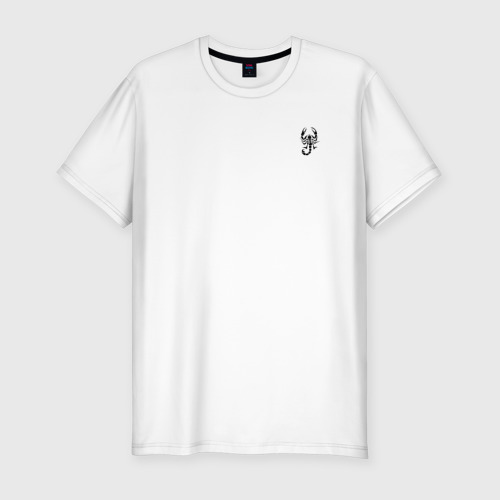 Мужская приталенная футболка из хлопка с принтом Скорпион, вид спереди №1