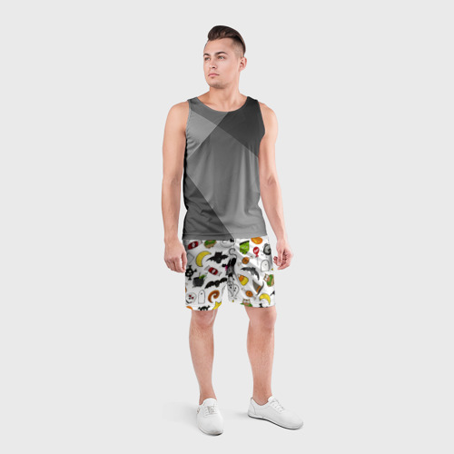 Мужские шорты спортивные Хэллоуин паттерн, цвет 3D печать - фото 4