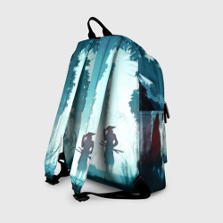 Рюкзак с принтом Ghost of Tsushima для любого человека, вид сзади №1. Цвет основы: белый