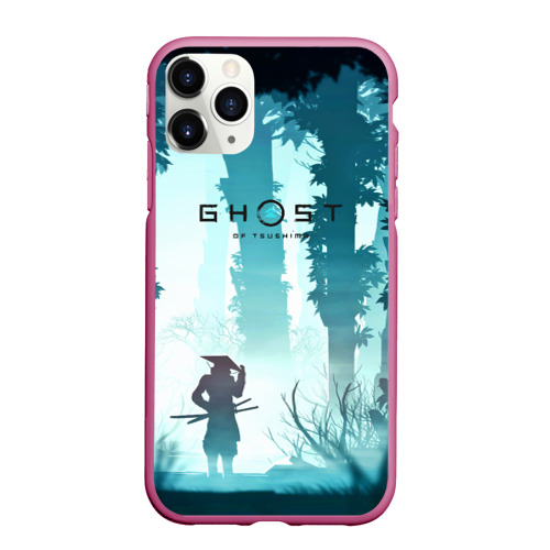 Чехол для iPhone 11 Pro Max матовый Ghost of Tsushima, цвет малиновый