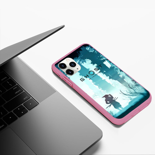 Чехол для iPhone 11 Pro Max матовый Ghost of Tsushima, цвет малиновый - фото 5