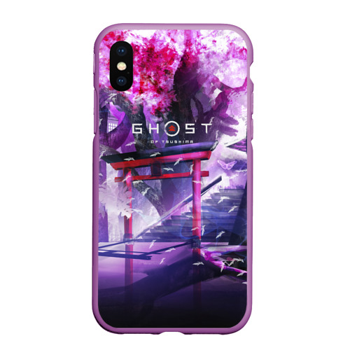 Чехол для iPhone XS Max матовый Ghost of Tsushima, цвет фиолетовый