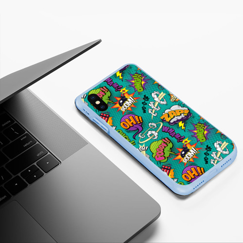 Чехол для iPhone XS Max матовый Pop art comics, цвет голубой - фото 5