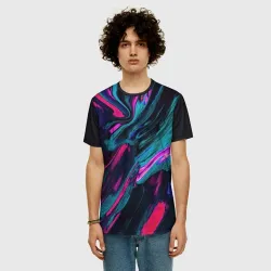 Мужская футболка 3D+ Abstract colored gasoline stains - фото 2