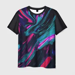 Мужская футболка 3D+ Abstract colored gasoline stains