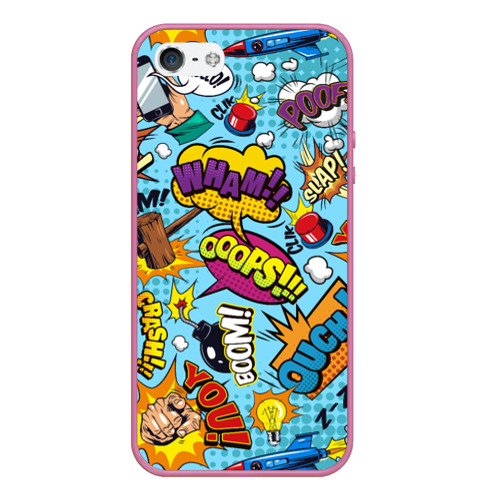 Чехол для iPhone 5/5S матовый Pop art comics, цвет малиновый