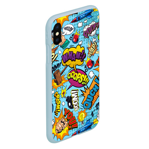 Чехол для iPhone XS Max матовый Pop art comics, цвет голубой - фото 3