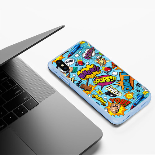 Чехол для iPhone XS Max матовый Pop art comics, цвет голубой - фото 5