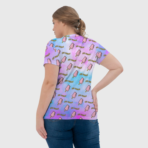 Женская футболка 3D с принтом BLACKPINK ICE CREAM, вид сзади #2