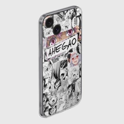 Чехол для iPhone 15 силиконовый с защитой камеры Ахегао girls anime pattern - фото 2