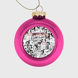 Ёлочный шар стеклянный/пластиковый Ахегао girls anime pattern