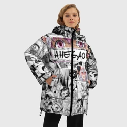 Женская зимняя куртка Oversize Ахегао girls anime pattern - фото 2