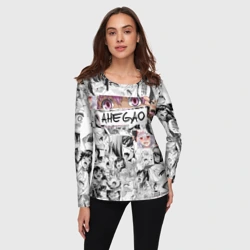 Женский лонгслив 3D Ахегао girls anime pattern - фото 2
