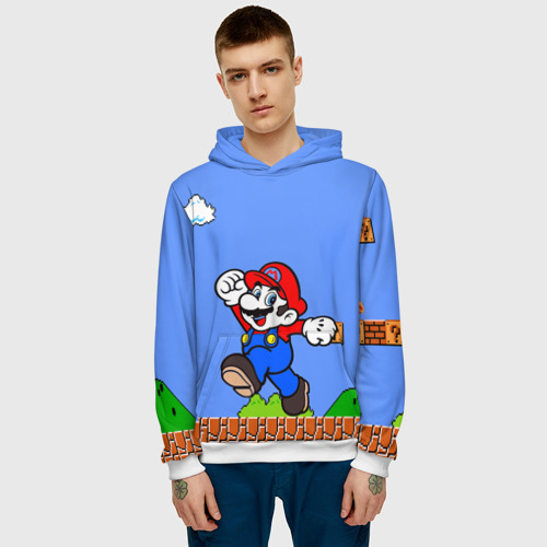 Мужская толстовка 3D Mario, цвет белый - фото 3