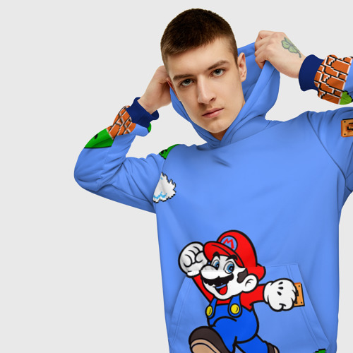 Мужская толстовка 3D Mario, цвет синий - фото 5
