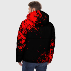 Куртка с принтом The Witcher для мужчины, вид на модели сзади №2. Цвет основы: черный