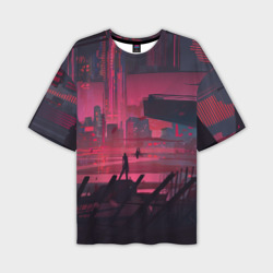 Мужская футболка oversize 3D Город Будущего