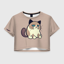 Женская футболка Crop-top 3D Великий Grumpy Cat