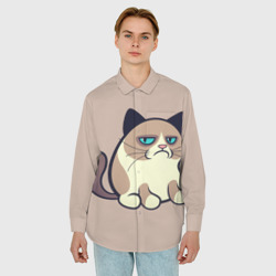 Мужская рубашка oversize 3D Великий Grumpy Cat - фото 2