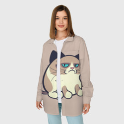 Женская рубашка oversize 3D Великий Grumpy Cat - фото 2