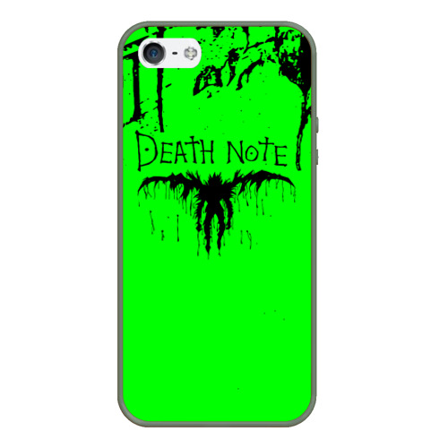 Чехол для iPhone 5/5S матовый Death Note logo black and green, цвет темно-зеленый