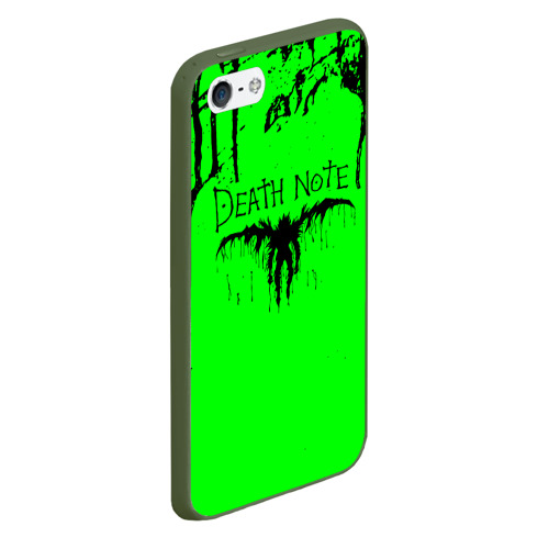 Чехол для iPhone 5/5S матовый Death Note logo black and green, цвет темно-зеленый - фото 3