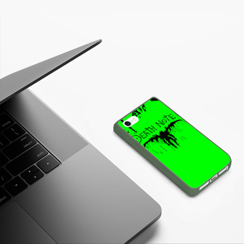 Чехол для iPhone 5/5S матовый Death Note logo black and green, цвет темно-зеленый - фото 5