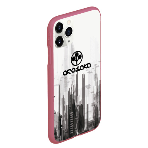 Чехол для iPhone 11 Pro Max матовый Cyberpunk 2077 Arasaka, цвет малиновый - фото 3