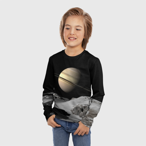 Детский лонгслив 3D с принтом Saturn, фото на моделе #1