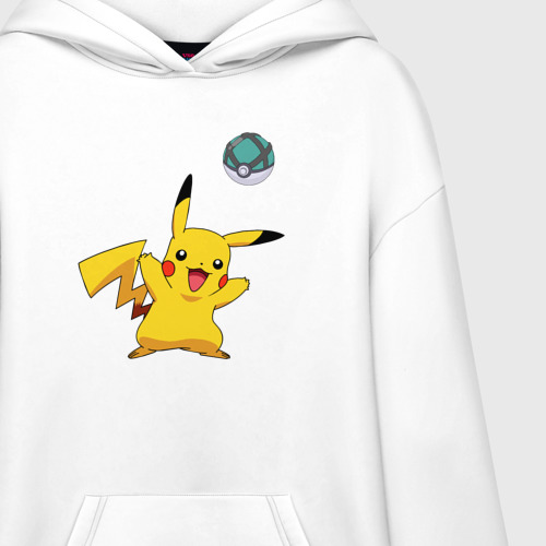 Худи SuperOversize хлопок Pokemon Pikachu 1, цвет белый - фото 3