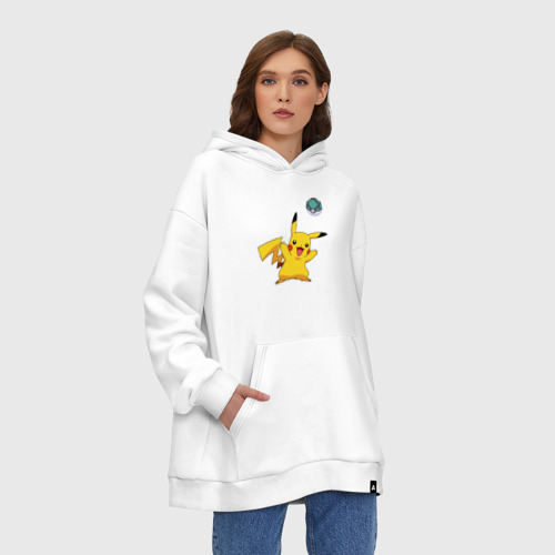 Худи SuperOversize хлопок Pokemon Pikachu 1, цвет белый - фото 4