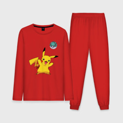 Мужская пижама с лонгсливом хлопок Pokemon Pikachu 1