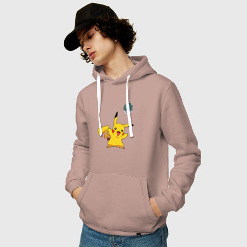 Мужская толстовка хлопок Pokemon Pikachu 1, цвет пыльно-розовый - фото 3