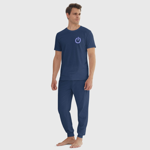 Мужская пижама хлопок Кнопка выключения, цвет темно-синий - фото 5