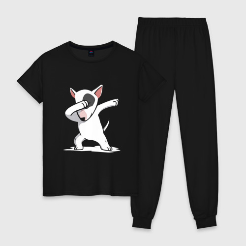 Женская пижама хлопок Dab - bull terrier, цвет черный