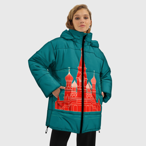 Женская зимняя куртка Oversize Москва, цвет черный - фото 3