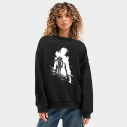 Женский свитшот oversize без начеса хлопок Поднятие уровня в одиночку - фото 2
