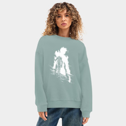 Женский свитшот oversize без начеса хлопок Поднятие уровня в одиночку - фото 2