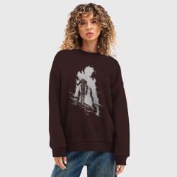 Женский свитшот oversize без начеса хлопок Поднятие уровня в одиночку - фото 2