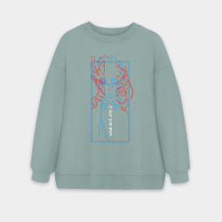 Женский свитшот oversize без начеса хлопок Поднятие уровня в одиночку
