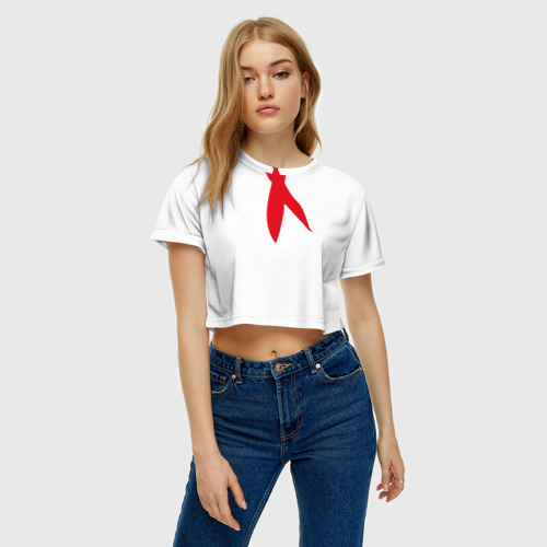 Женская футболка Crop-top 3D Пионерский галстук, цвет 3D печать - фото 3