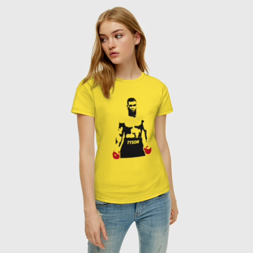 Женская футболка хлопок с принтом Майк Тайсон, фото на моделе #1