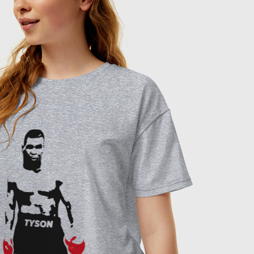 Женская футболка хлопок Oversize с принтом Майк Тайсон, фото на моделе #1
