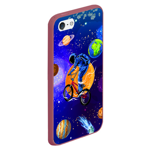 Чехол для iPhone 5/5S матовый Space bicycle, цвет малиновый - фото 3