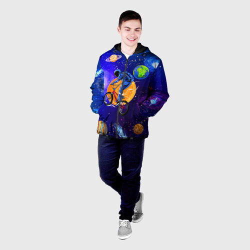 Мужская куртка 3D с принтом Space bicycle, фото на моделе #1