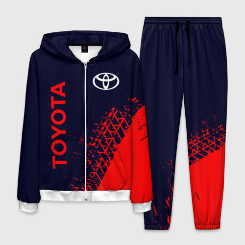 Костюм с принтом Toyota Тойота для мужчины, вид спереди №1. Цвет основы: белый
