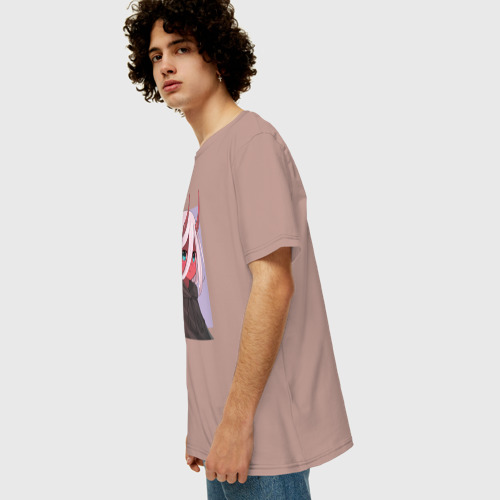 Мужская футболка хлопок Oversize Zero TwoNe1t, цвет пыльно-розовый - фото 5
